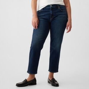 Gap Dark Blue Girlfriend Mid Rise Jeans Plus Size 35 20 RS bin 1D